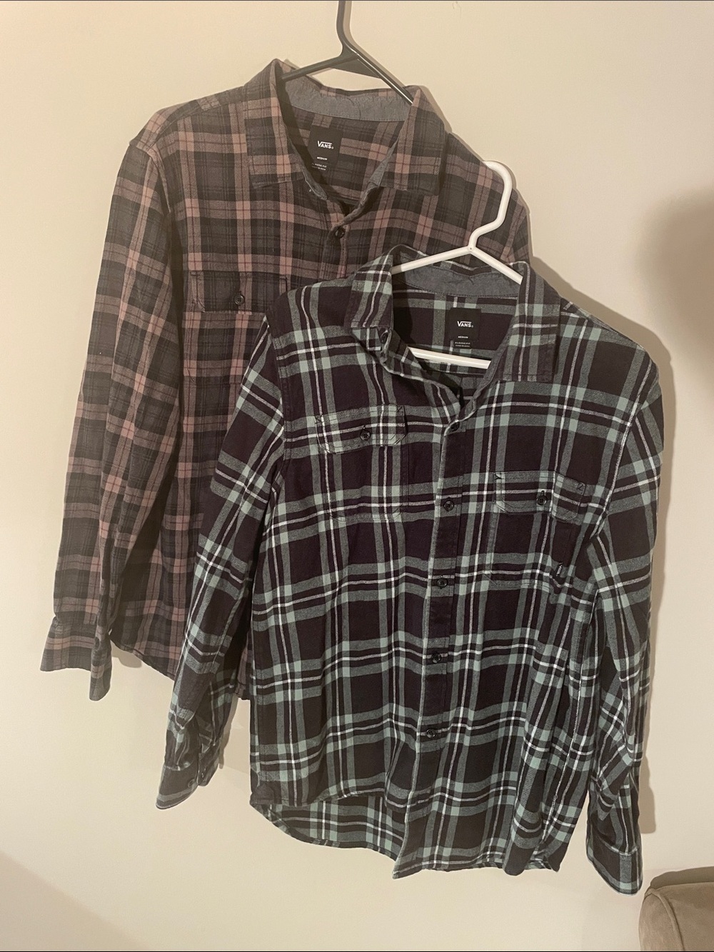 2 Vans Men’s Plaid Long-Sleeve Shirts